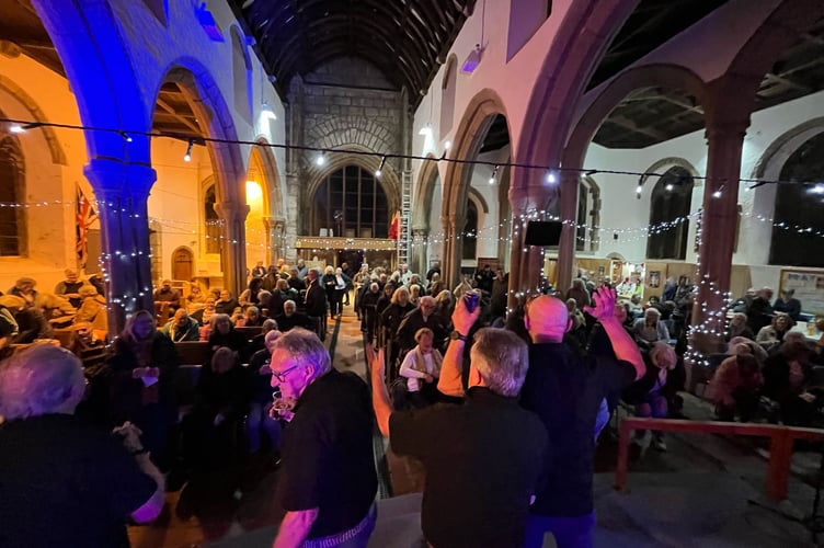 The Trelawny Shout event at Callington's St Mary's Church was sold out on the night with a packed congregation enjoying an assortment of shanties and Cornish songs. (Picture: Wasson)