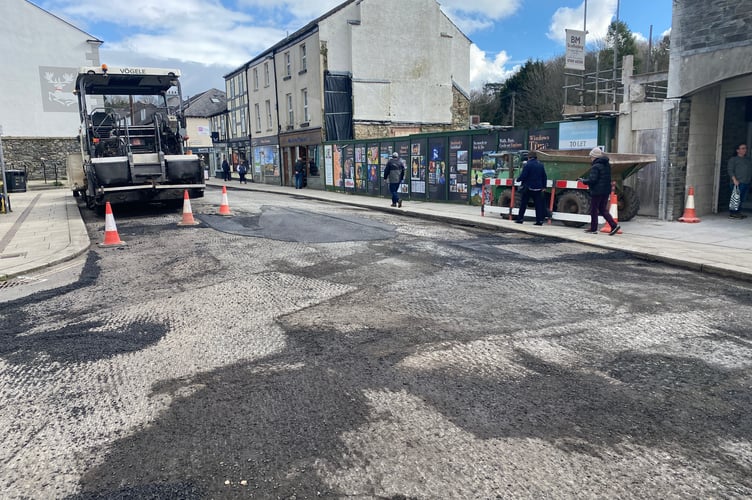 Before the new road surface on Tavistock's Duke Street. 