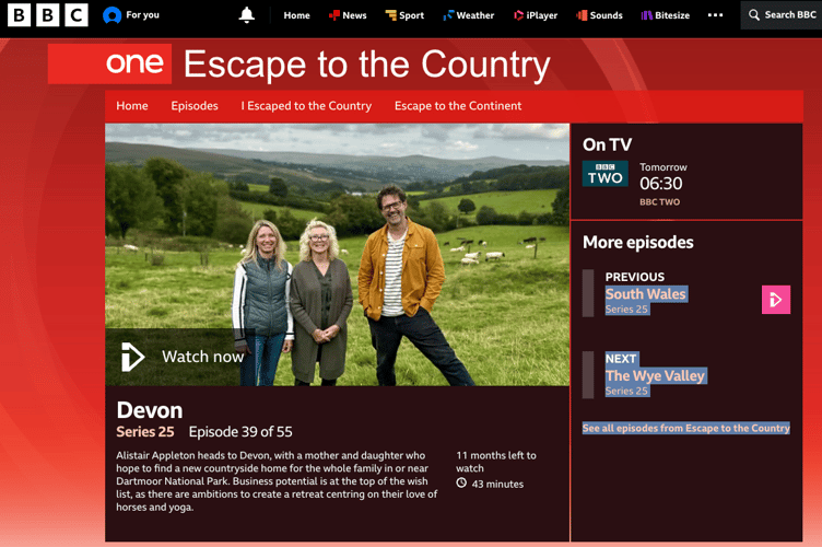 The BBC's popular day time show Escape to the Country has been showcasing the rural highlights of West Devon and Exeter for a coupe and daughter. 