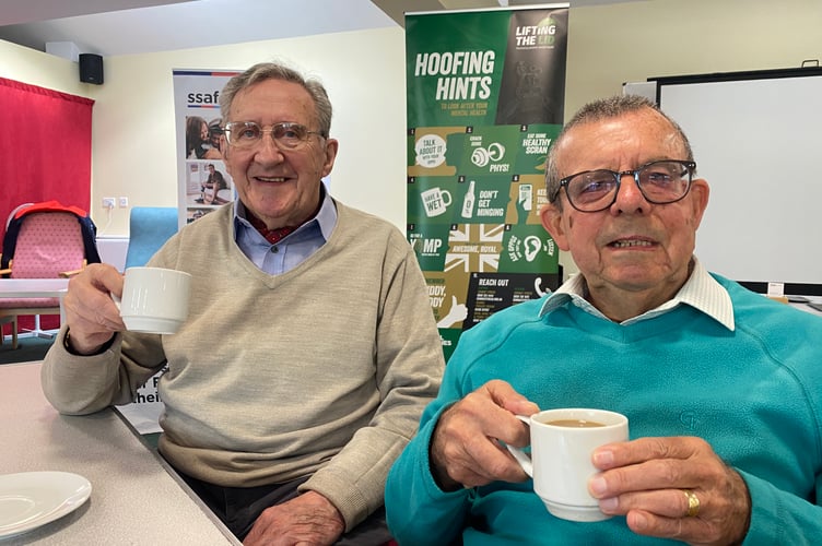 Military veterans Norman Paramor and Mick Pease sharing memories of military service at the Tavistock veterans hub at TASS