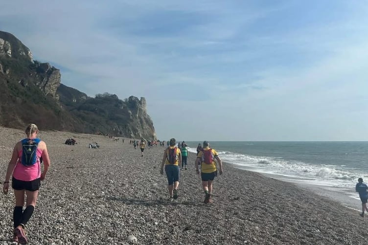Dotty King joined hundreds of other runners on the Grizzly race along the east Devon coast - including an energy-sapping shingle beach before a cliff climb.