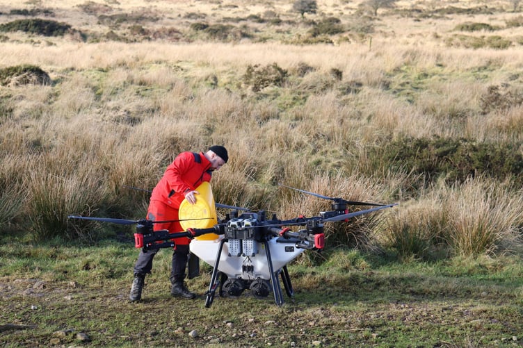 Drones weighing 110kg were used for the groundbreaking trial, each one capable of carrying up to 58kg of native seed. (Picture: Woodland Trust/Andy Bond)