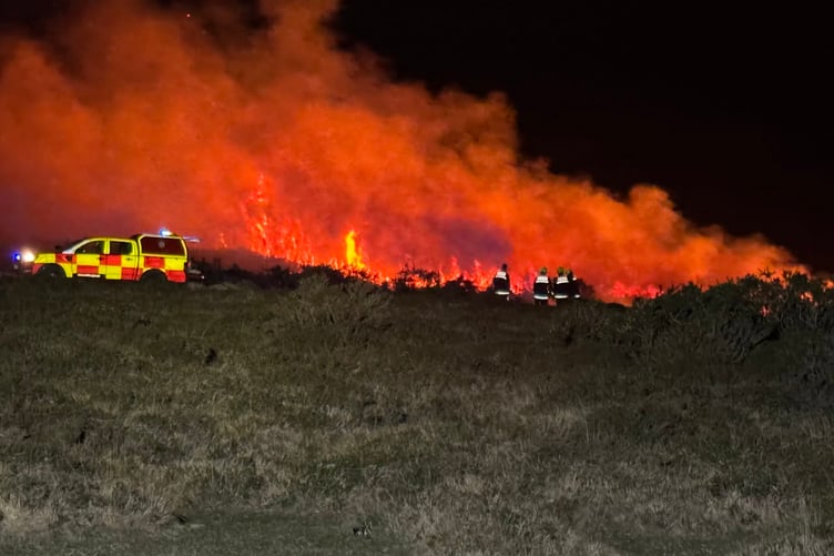 Fire crews from Tavistock and Okehampton tackled a deliberate gorse fire at Mary Tavy.