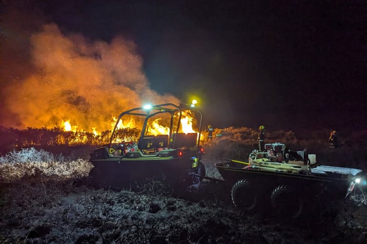 Fire fighters issued a fire warning tackled a deliberate gorse fire at Mary Tavy. 