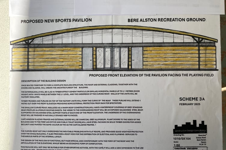 Bere Alston sports pavilion design.
