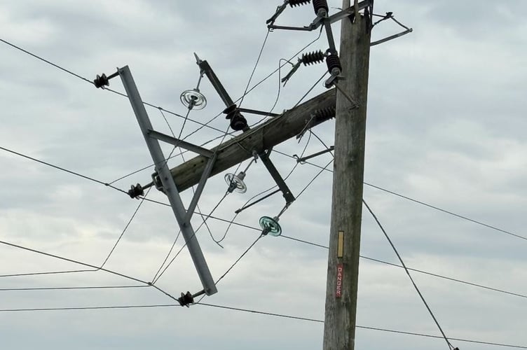The power line affected by the fire