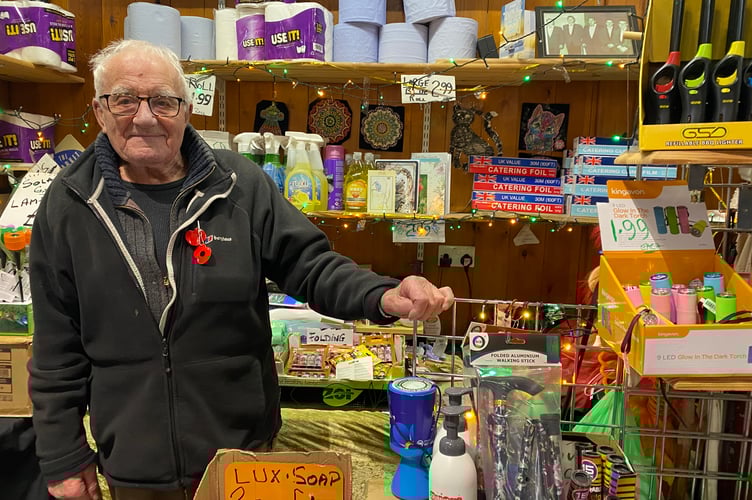 Charlie Snell with his wide range of household items on his Tavistock Pannier Market stall. JP