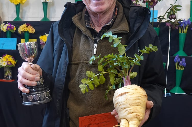 Roger White won the prize for the best wonky veg