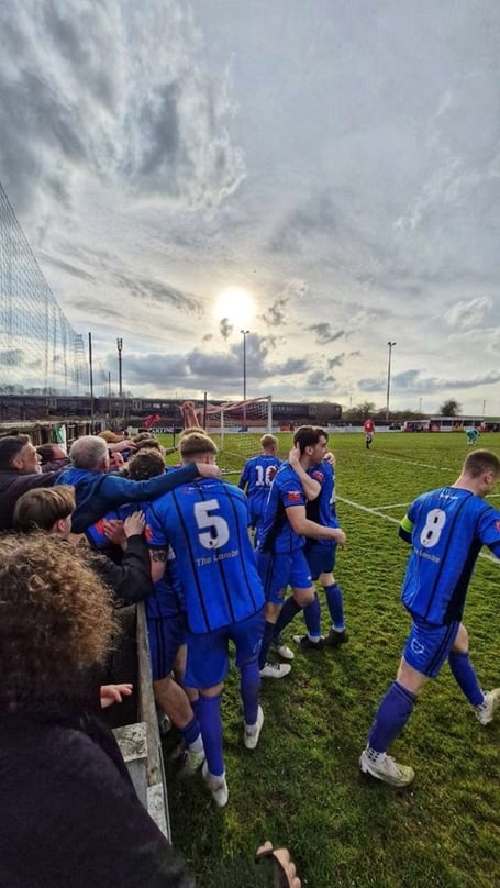 Tavistock AFC celebrations against Manor Farm