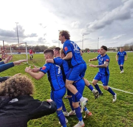 Tavistock AFC celebrations against Bristol Manor Farm