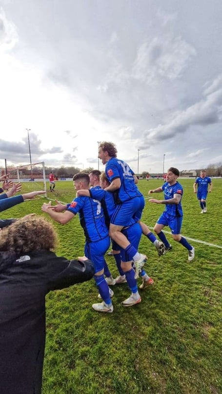 Tavistock AFC celebrations against Bristol Manor Farm