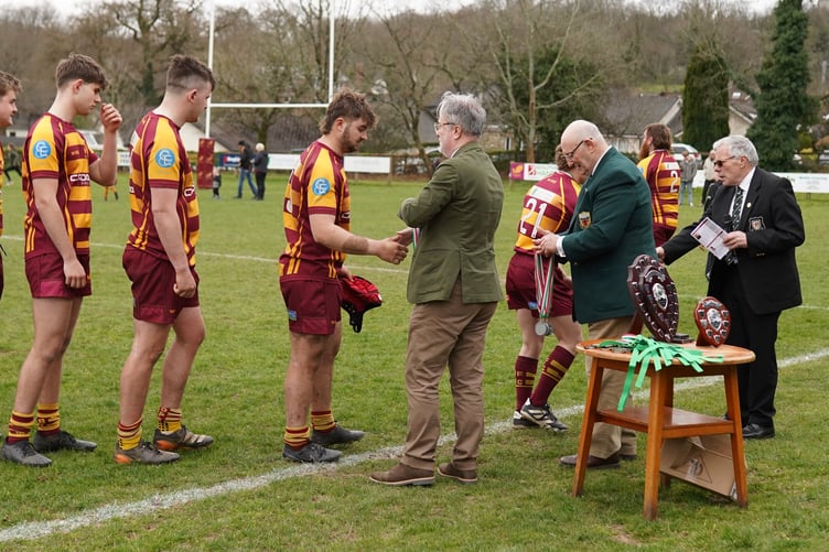 The Okes pick up their medals after losing their senior shield final against Crediton. Picture by Georgia Ellen.j