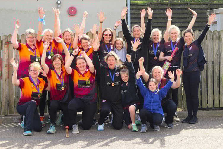 The Moorland Maidens celebrate being crowned Devon Indoor Softball Cricket champions. Picture by Chris Cottrell.