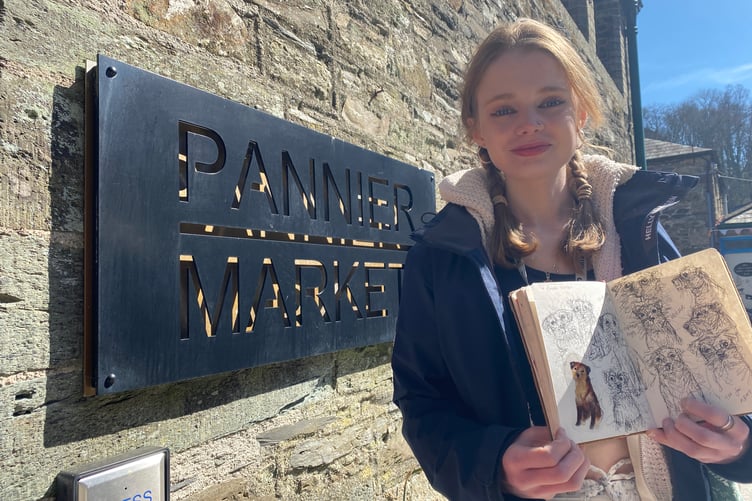 Ella Bees is in demand for her quirky animal drawings - she had a stall in the first ever Tavistock Youth Market.