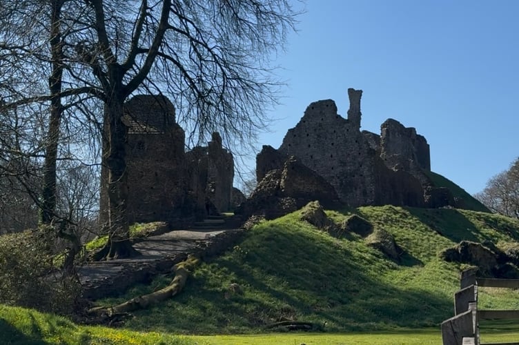 Okehampton Castle is a medieval motte and bailey castle.