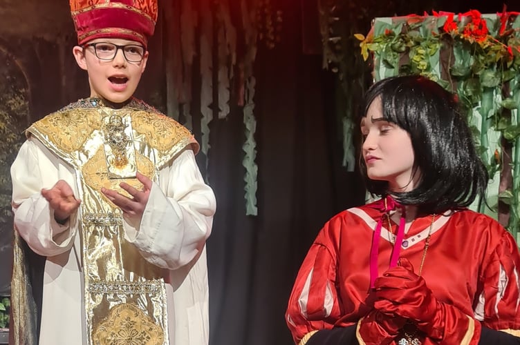 Priest and Lord Farquaad in Shrek by Tavistock Children's Theatre Club.