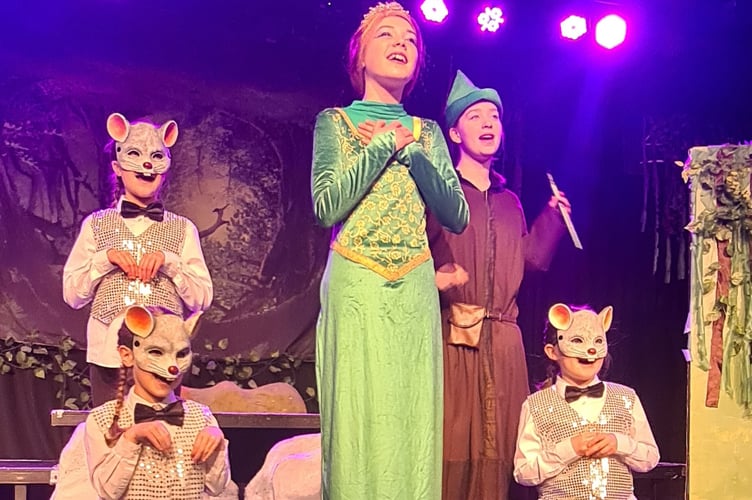 Princess Fiona and mice in Shrek by Tavistock Children's Theatre Club.