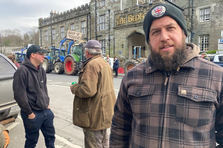 Farmer Justin Rogers, of Ivybridge, at a farming tractor protest rally in Tavistock.