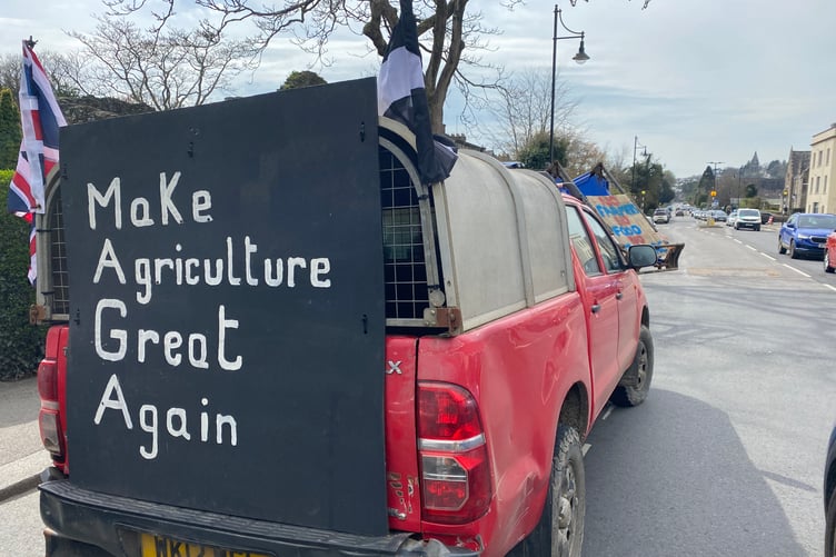 A farming protest in Tavistock.