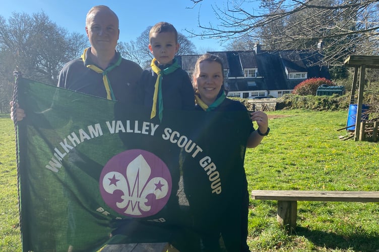 Ben and Abigail de Carteret with son Loki are in need of volunteers to run Walkham Valley Scout Group.