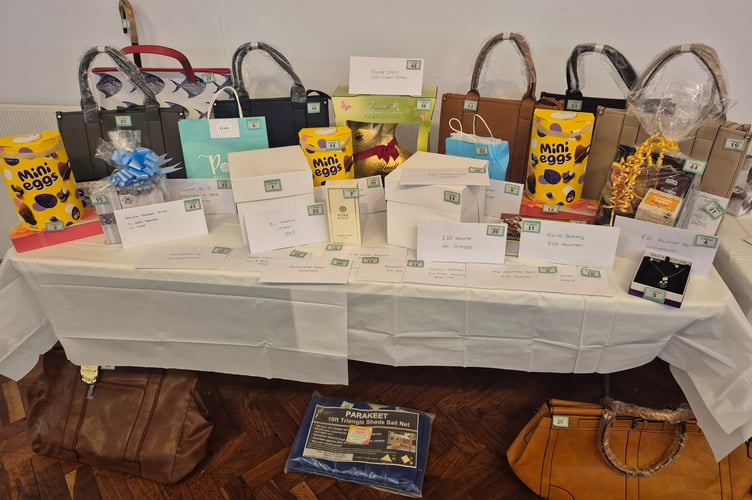 Some of the prizes at the auction event.
