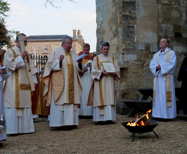 Bishop began Easter Sunday in Devon with Firepit Sunrise Service
