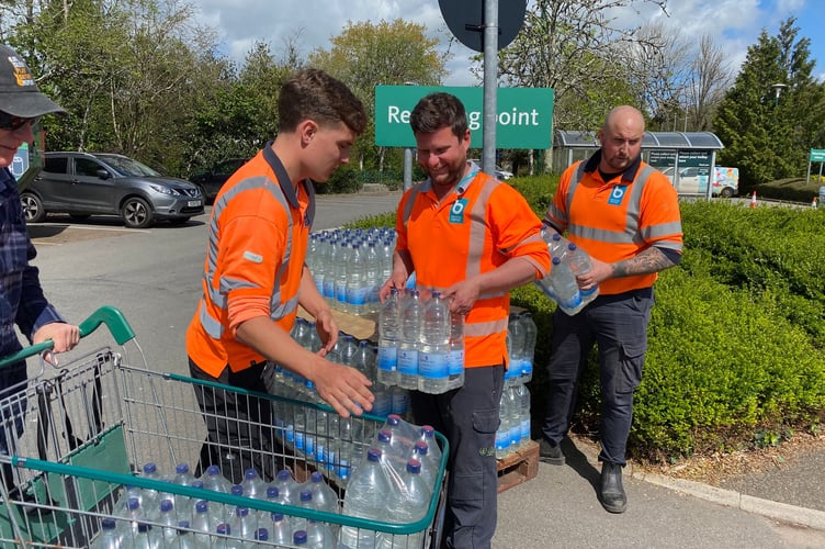 South West Water staff members were giving out water bottles at Morrisons in Tavistock.