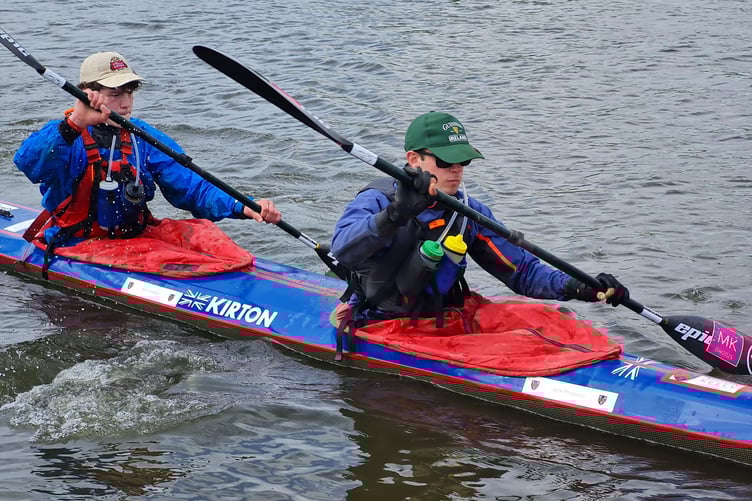 Paddling Mount Kelly College students on their canoe challenge.