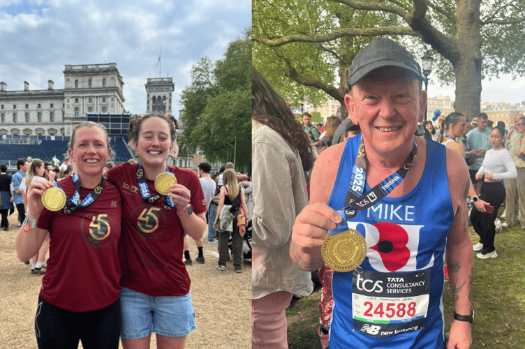 Jo Page, Molly Marvin and Mike Westland at the London Marathon