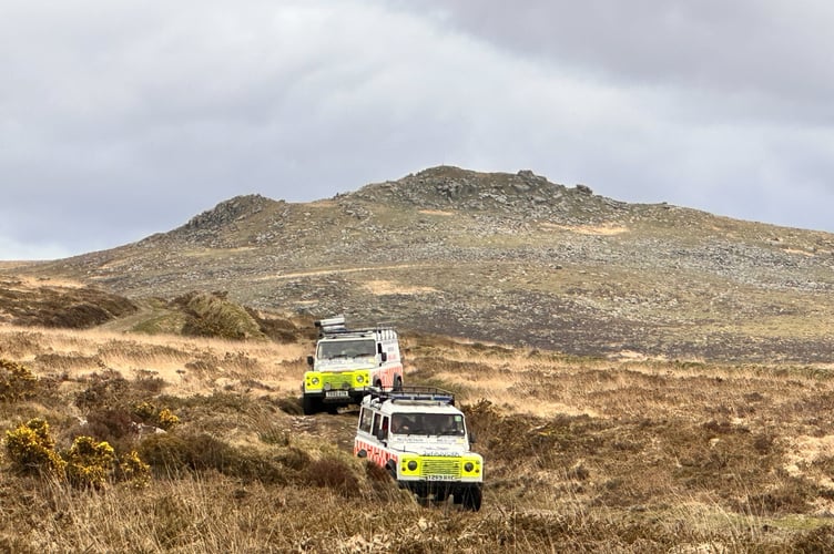 Dartmoor Search & Rescue Team Tavistock vehicles responding to a teenage girl who hurt her ankle while on a training expedition. 