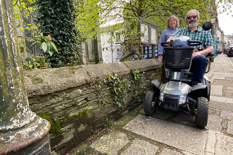 Wheelchair users from Tavistock United Reformed Church report pavement hazards causing them to fall or tip over in wheelchairs.