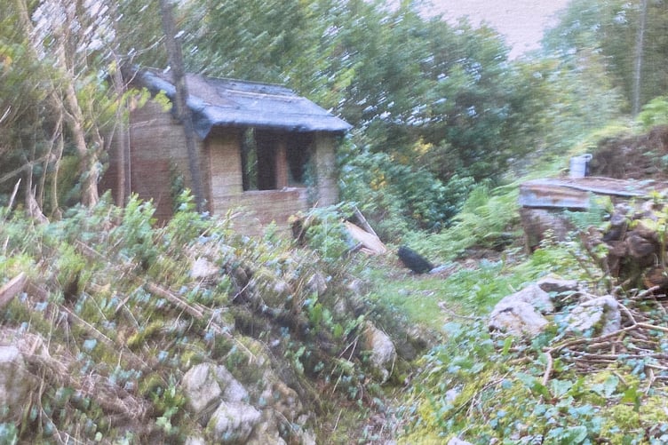 This is the Tavistock garden shed where a mystery squatter lived and features in Laurence Shelley's new book.