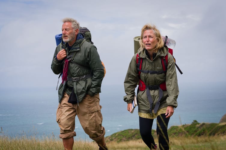 Actors Jason Isaacs and Gillian Anderson star in writer Raynor Winn's story of her long-distance walk. Picture by  Steve Tanner.