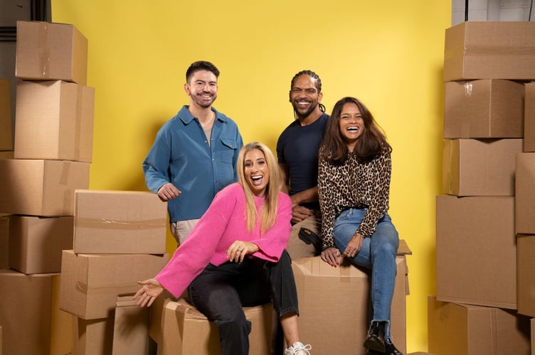 Left to right: Iwan Carrington, Stacey Solomon, Rob Bent, and Dilly Carter