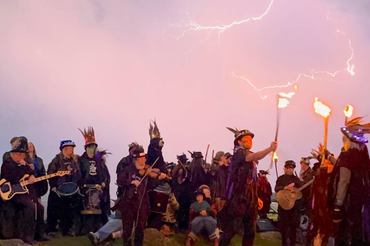 Grimspound Morris performing Wren, written by Grims, at Haytor on Dartmoor to celebrate Beltane