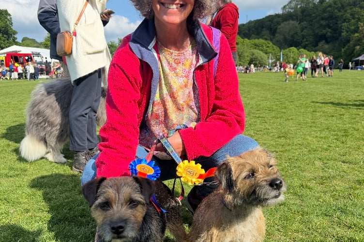 Sheba Tobias with her prize winning dogs.