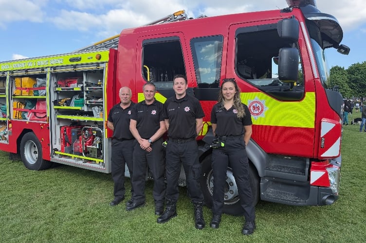 The fire and rescue crew in Simmons Park.