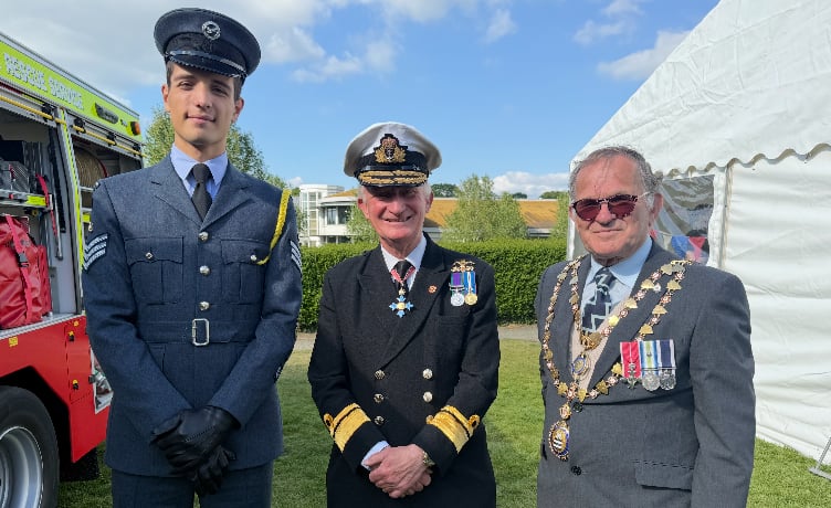 Flight Sergeant Giles Pahdi, Vice Lord Left lieutenant Chris Snow and Mayor Allenton Fisher.