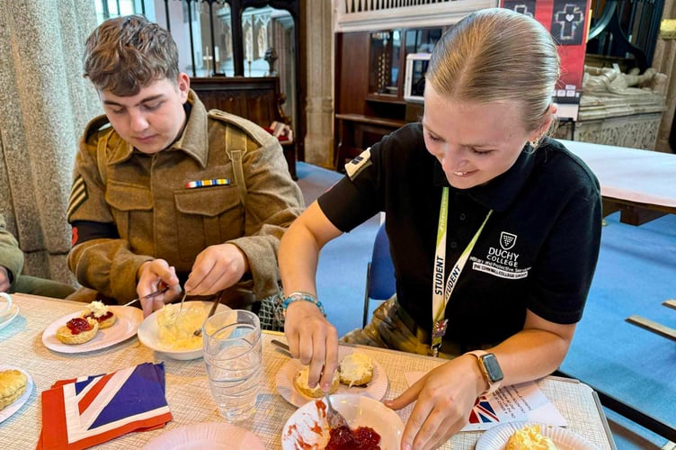 The congregation tucked into a Cornish cream tea after the civic service provided by the Women's Institute, the Royal British Legion and volunteers of St Mary's. (Picture: St Mary's Parish Church)
