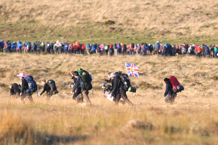 Competitors head out across the moor at the start of the Ten Tors Challenge. Photo: StevePope/MDA