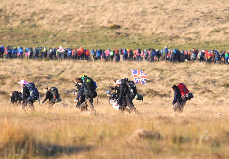 Competitors head out across the moor at the start of the Ten Tors Challenge. Photo: StevePope/MDA