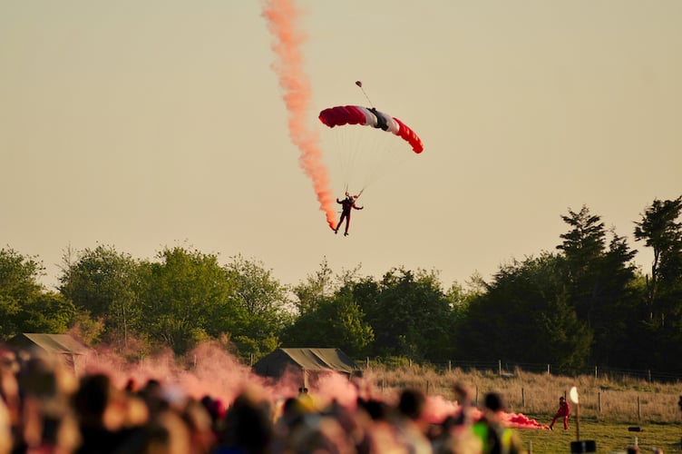 The Red Devils parachute in over competitors at the start of this year's Ten Tors Challenge