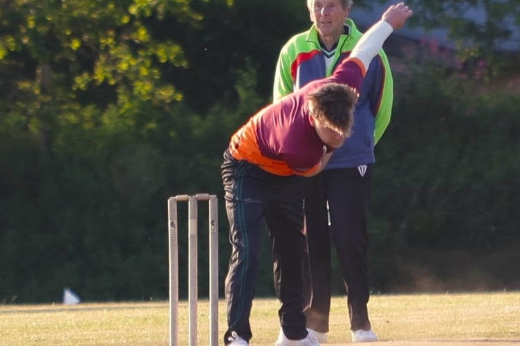 Buckland Monachorum bowling during a close fixture with Yelverton.Picture by Chris Cottrell.