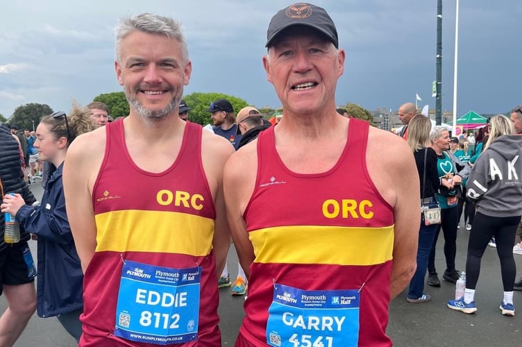 Eddie Bragg and Garry Wallace took part in the Plymouth Half Marathon. The rain didn't bother them.
