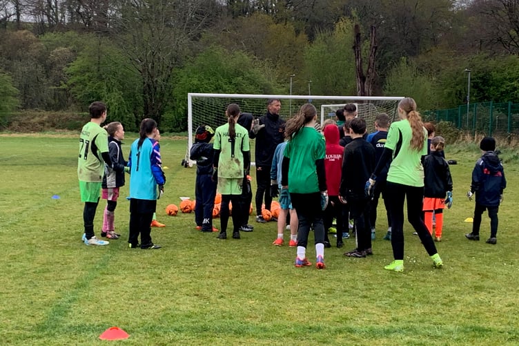 Tavistock football coach Andy Meeds putting the children through their paces at a recent aspiring goalkeeper session run by Tavistock Football Development Centre. (Picture: Sarah Martin)