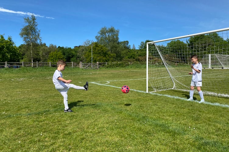 Tavistock Independent Football Academy U-8s sharp shooting before an international competition