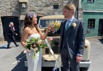 Vintage car is star at Tavistock wedding