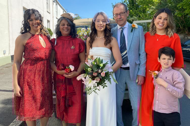 Bride Lydia Marker (nee Whitby) with her family (parents and two sisters)