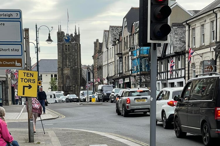 Bumper to bumper traffic in Okehampton as parents travel to the military camp to pick up their children after Ten Tors.