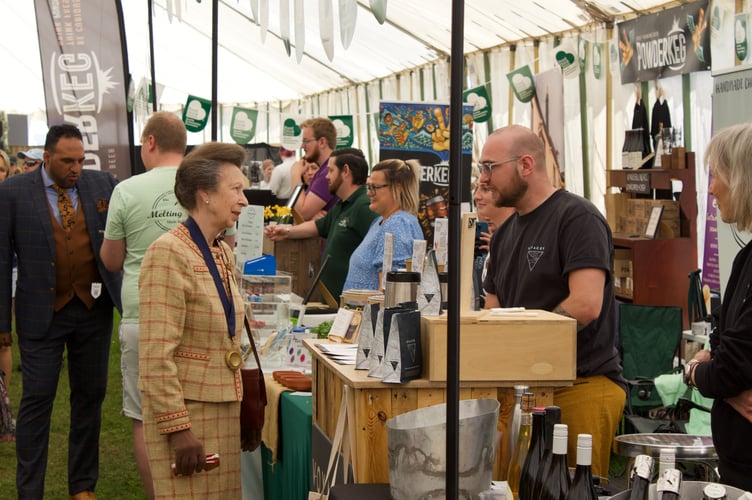 HRH The Princess Royal speaking with Voyager Coffee